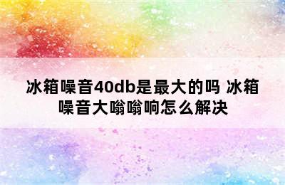 冰箱噪音40db是最大的吗 冰箱噪音大嗡嗡响怎么解决